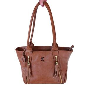 Browning Alexandria Locking Concealed Carry Gun Handbag Bag Brown Faux Leather